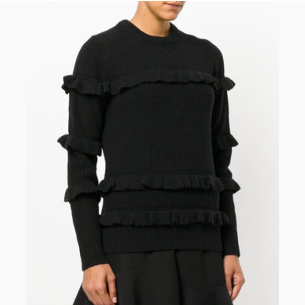 New MICHAEL Michael Kors Ruffle Black Sweater - Picture 1 of 8